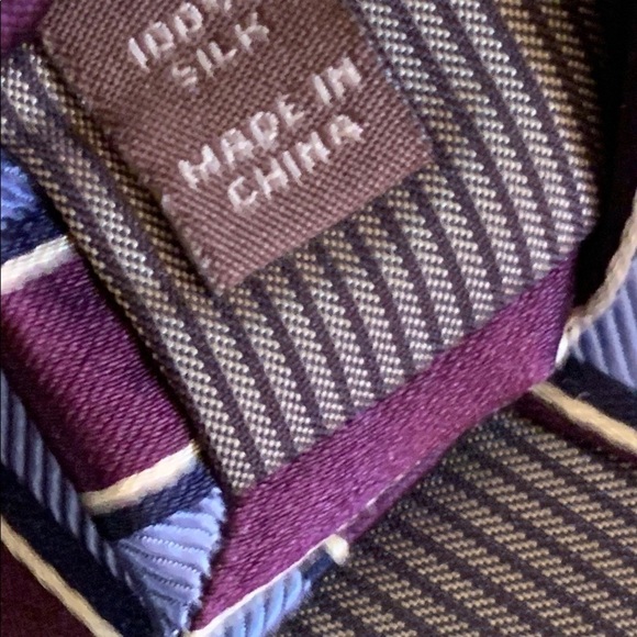🍁SALE🍁NORDSTROM Purple/Silver Striped 100% Silk Necktie - Picture 7 of 9